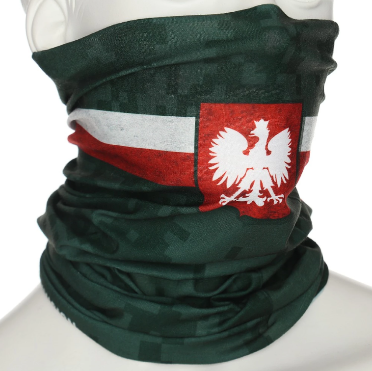 Komin wojskowy khaki z flagą Polski