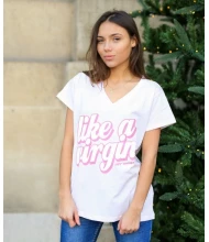 Damska koszulka  LIKE A VIRGIN oversize różowa