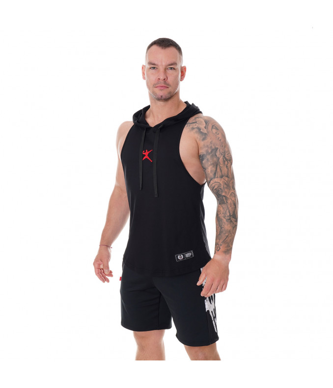Bokserka z kapturem męska Bodybuilding czarna