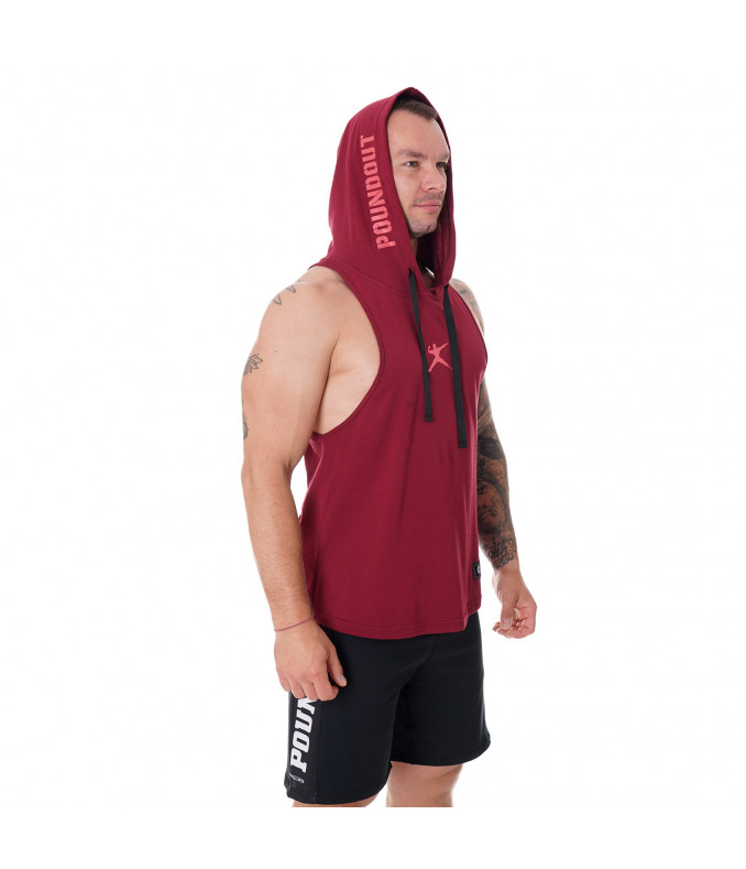 Bokserka z kapturem męska Bodybuilding bordowa