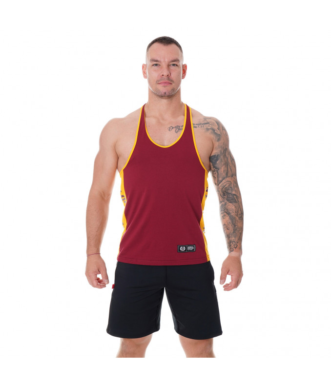 Tank top męski Side bordowo żółty