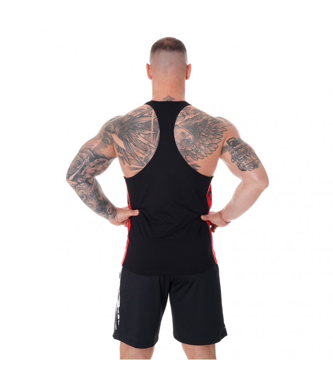 Tank top męski Bodybuilding czarno czerwony