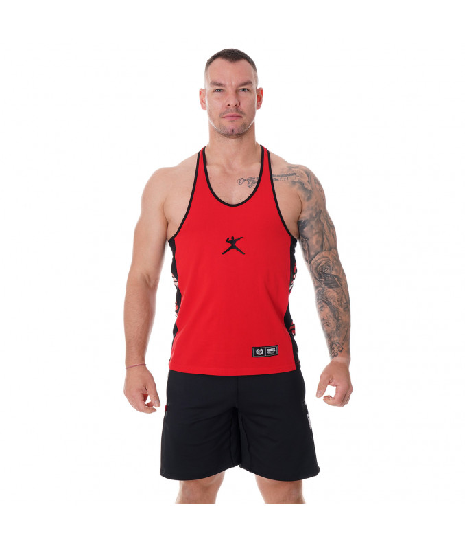 Tank top męski Bodybuilding czerwono czarny