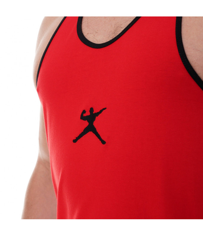 Tank top męski Bodybuilding czerwono czarny